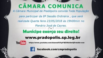 Convite para 8ª Sessão Ordinária da 2ª Sessão Legislativa da 14ª Legislatura