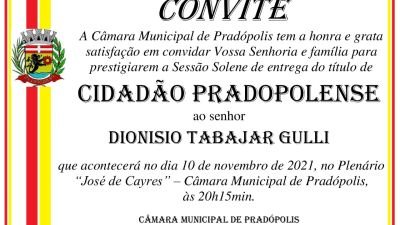 Convite para Sessão Solene do Título de Cidadão Pradopolense