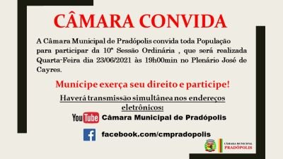 Convite para 10ª Sessão Ordinária da 1ª Sessão Legislativa da 15ª Legislatura