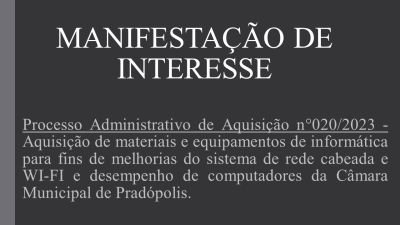 Manifestação de Interesse nº 020/2023