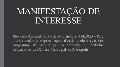 Manifestação de Interesse nº 014/2023