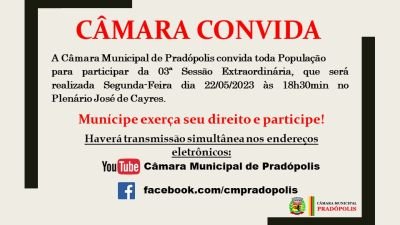 Convite para 03ª Sessão Extraordinária da 3ª Sessão Legislativa da 15ª Legislatura