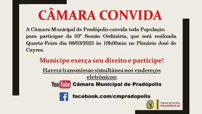 Convite para 03ª Sessão Ordinária da 3ª Sessão Legislativa da 15ª Legislatura