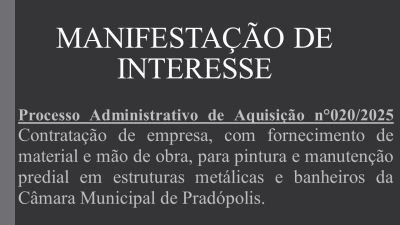 Manifestação de Interesse nº 020/2025