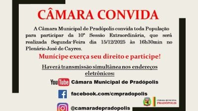 Convite para 10ª Sessão Extraordinária da 1ª Sessão Legislativa da 16ª Legislatura