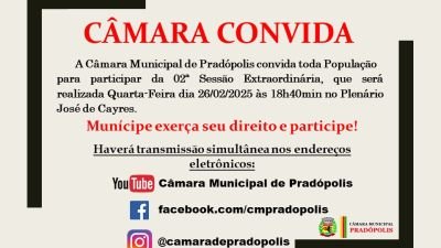 Convite para 02ª Sessão Extraordinária da 1ª Sessão Legislativa da 16ª Legislatura