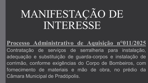 Publicação de Manifestação de Interesse nº 11/2025